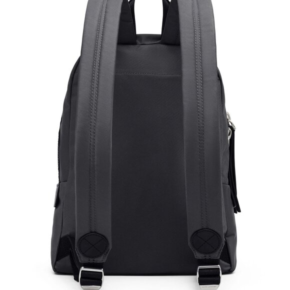 Marc Jacobs Biker Moto The Medium Ash Gray Nylon Logo Zipped Casual Backpack - Picture 2 of 16